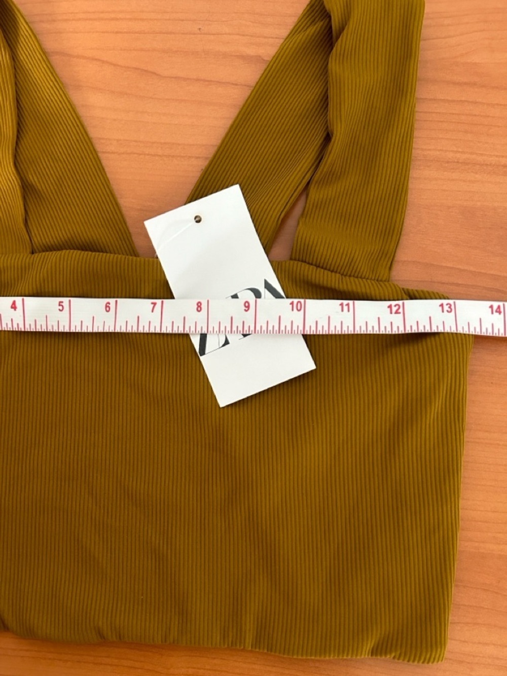Zara Mustard Square-Neck Ribbed Crop Top - Picture 4 of 5